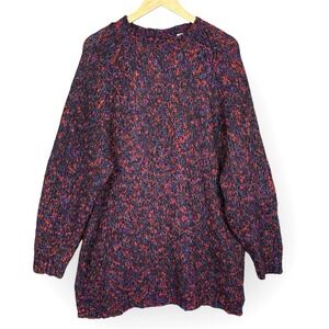 VTG Lord Taylor Marled Knit Mohair Blend Tunic Sweater Women L Chunky Jewel Tone